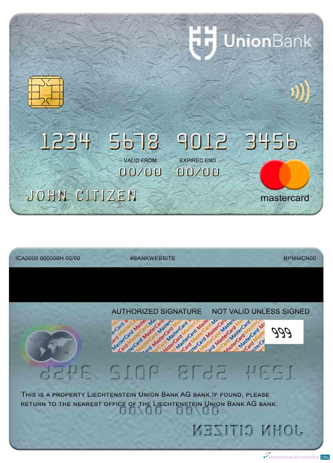Download Liechtenstein Union Bank AG bank mastercard Photoshop template